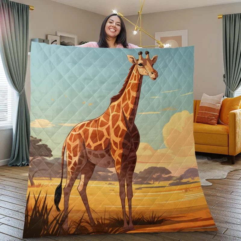 Giraffe in the Savannah Quilt Blanket