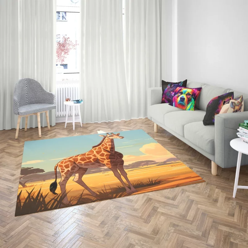 Giraffe in the Savannah Rug 2