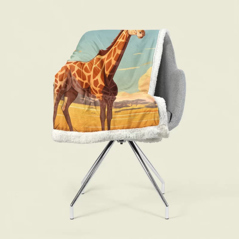 Giraffe in the Savannah Sherpa Fleece Blanket 1