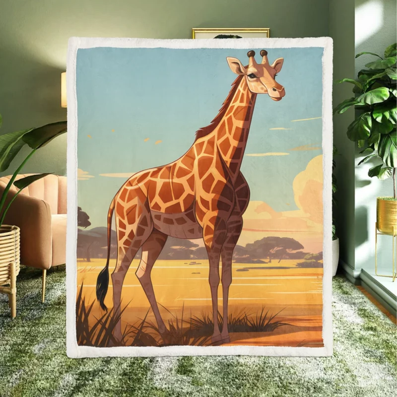 Giraffe in the Savannah Sherpa Fleece Blanket