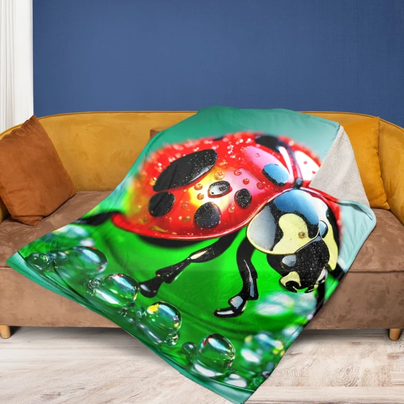 Glittering Glass Ladybug Fleece Blanket 1