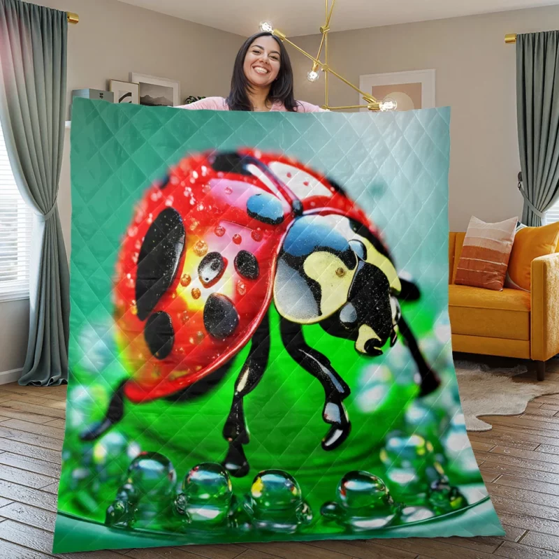 Glittering Glass Ladybug Quilt Blanket