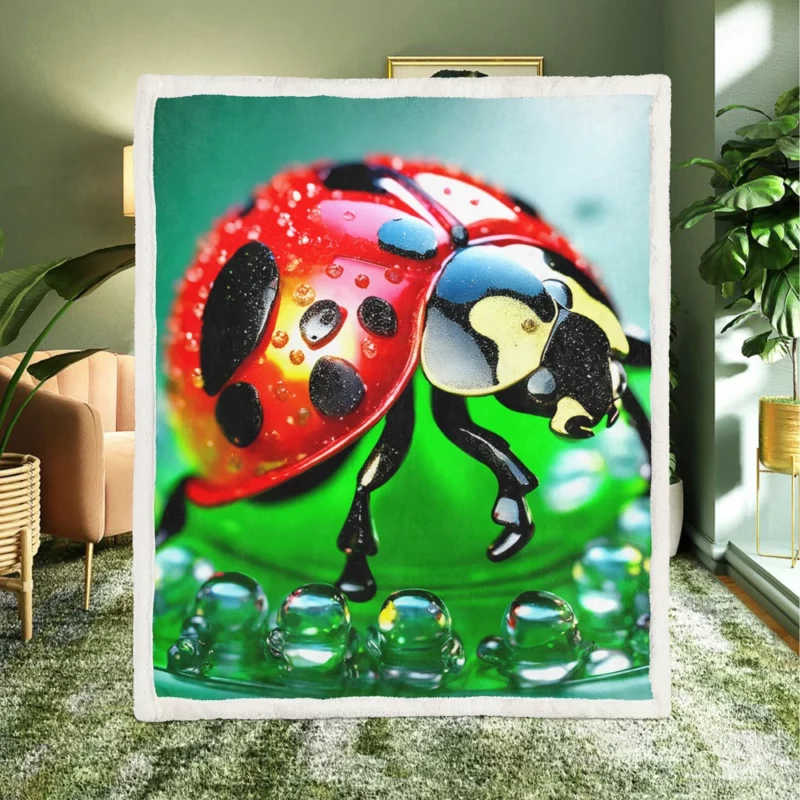 Glittering Glass Ladybug Sherpa Fleece Blanket