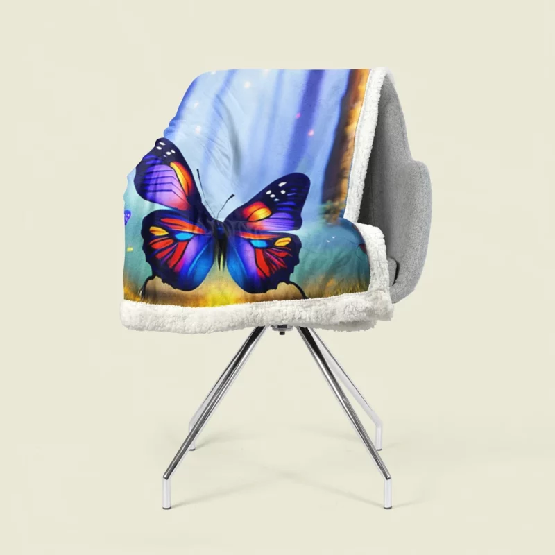 Glowing Butterflies Fantasy Painting Sherpa Fleece Blanket 1