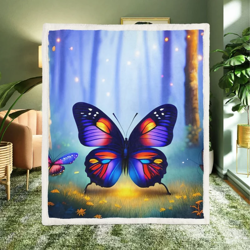 Glowing Butterflies Fantasy Painting Sherpa Fleece Blanket