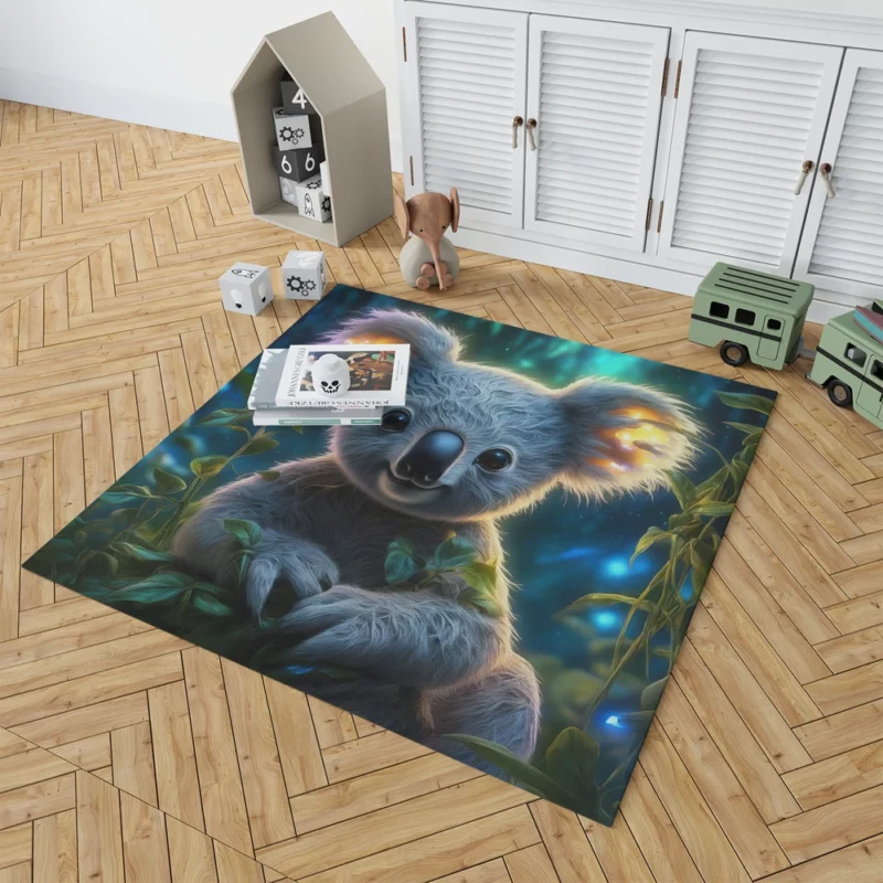 Glowing Koala in Magical Garden Rug 1