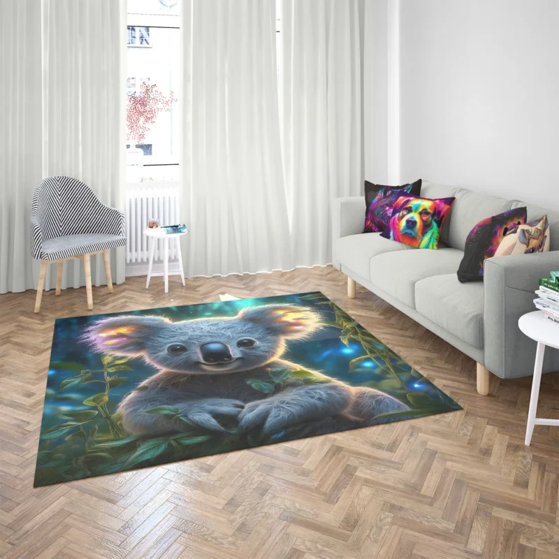 Glowing Koala in Magical Garden Rug 2