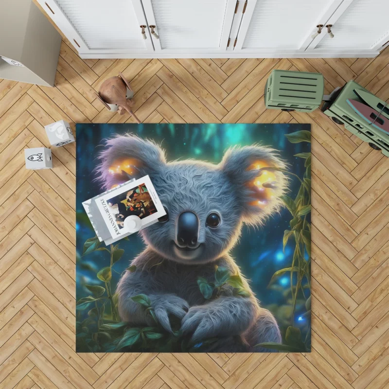 Glowing Koala in Magical Garden Rug