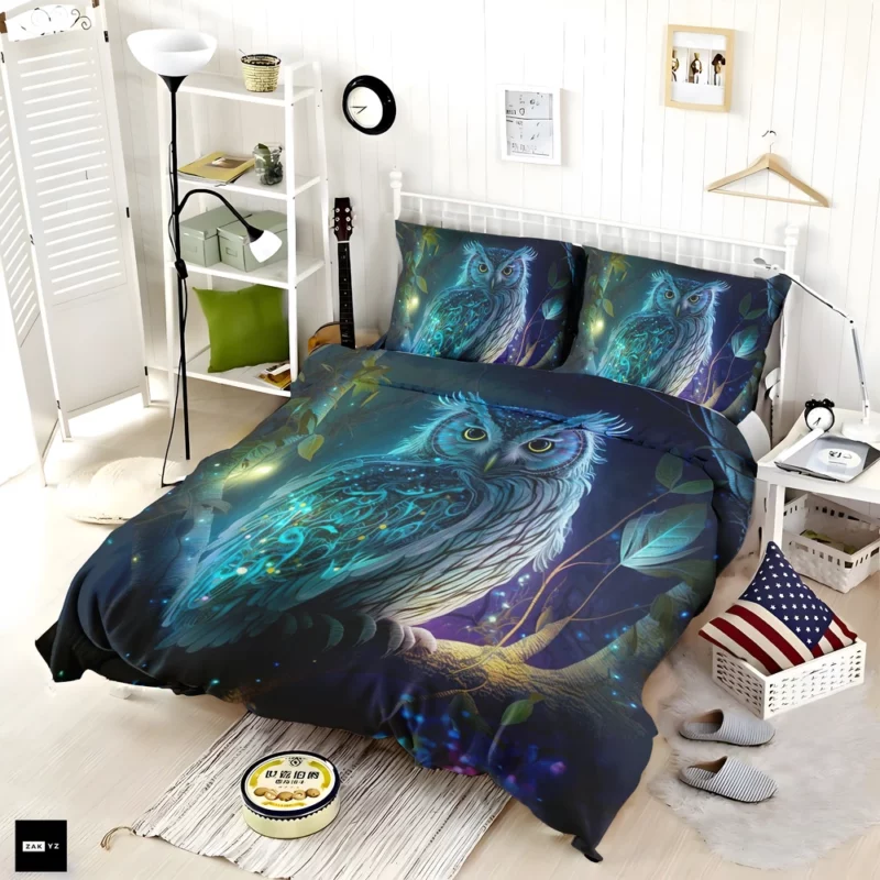 Glowing Owl on Branch Bedding Set