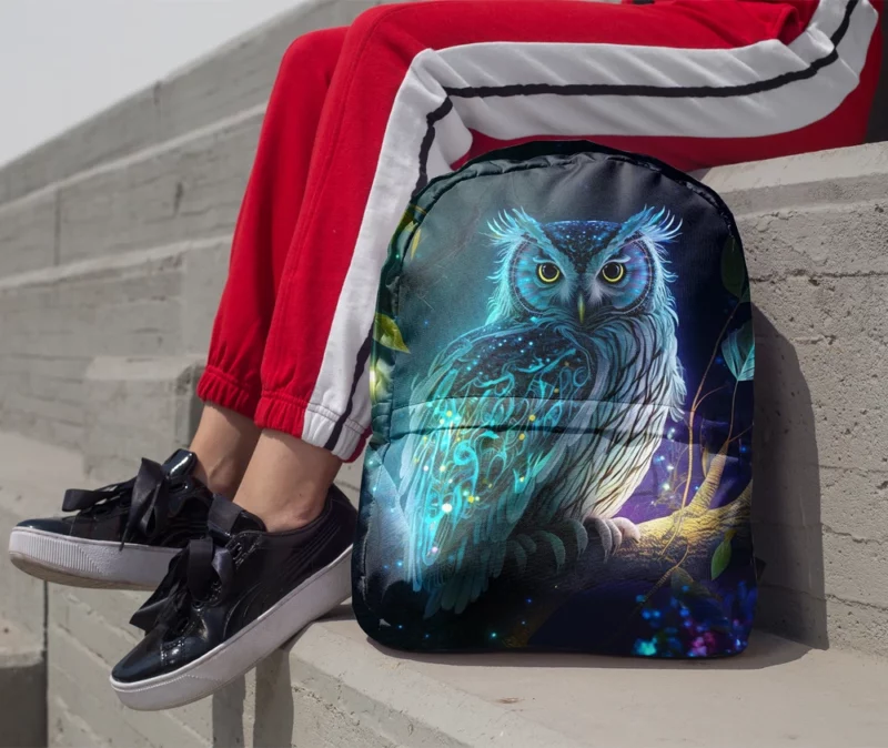 Glowing Owl on Branch Minimalist Backpack 1