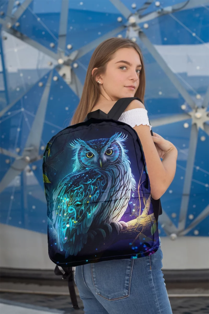 Glowing Owl on Branch Minimalist Backpack 2
