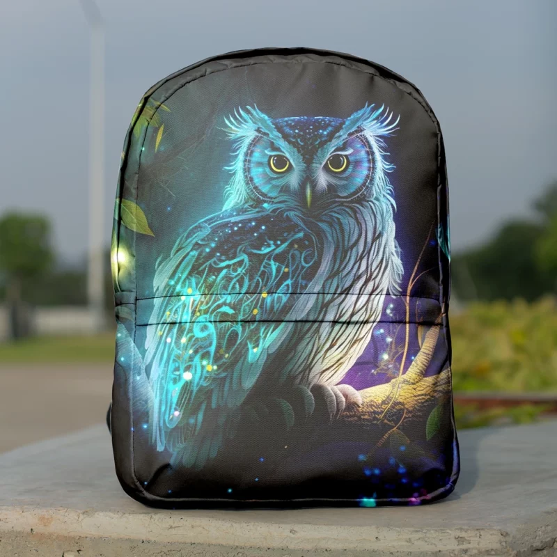 Glowing Owl on Branch Minimalist Backpack