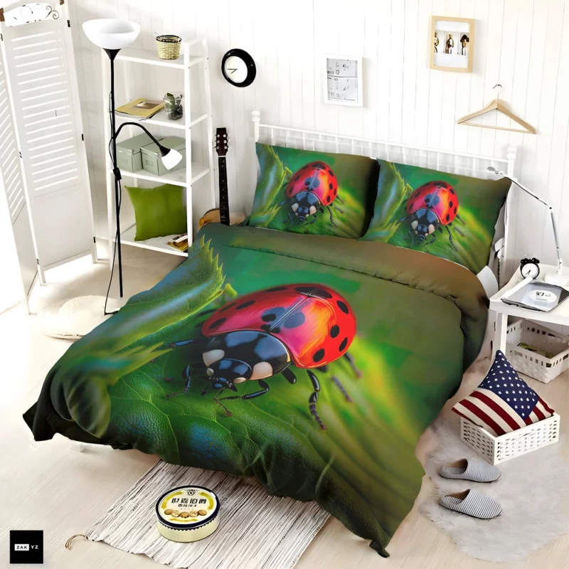 Glowing Red Ladybug AI Art Bedding Set