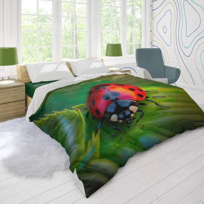 Glowing Red Ladybug AI Art Duvet Cover