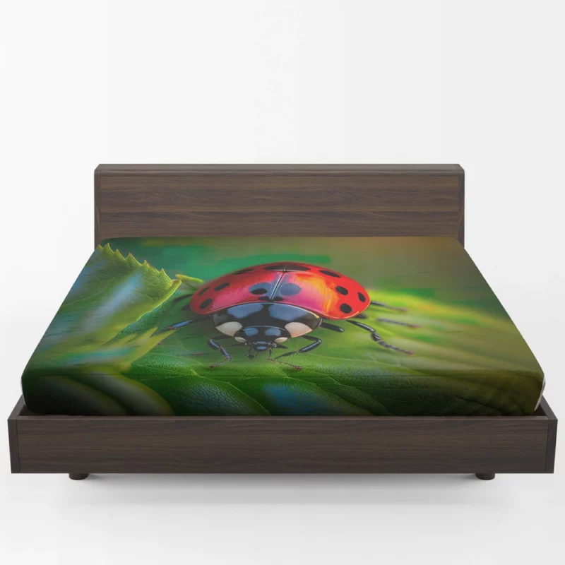 Glowing Red Ladybug AI Art Fitted Sheet 1