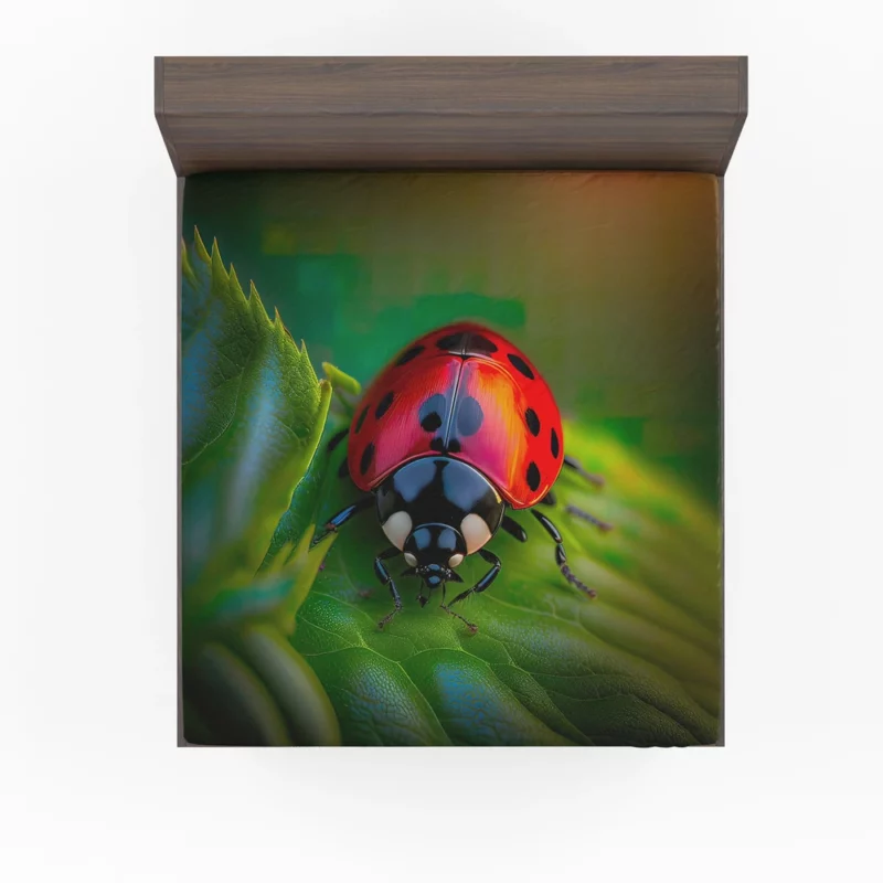 Glowing Red Ladybug AI Art Fitted Sheet