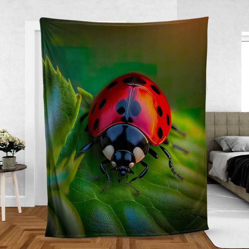 Glowing Red Ladybug AI Art Fleece Blanket