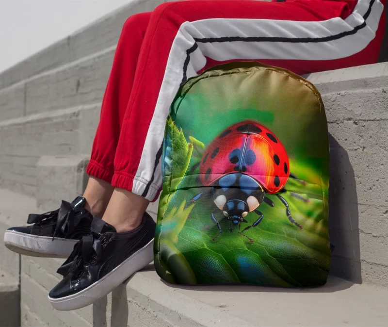 Glowing Red Ladybug AI Art Minimalist Backpack 1