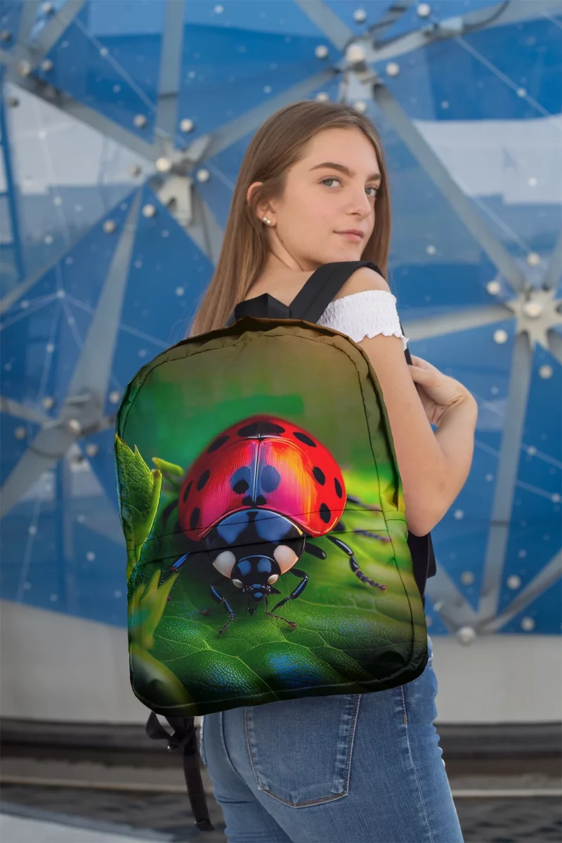 Glowing Red Ladybug AI Art Minimalist Backpack 2