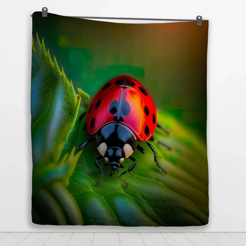 Glowing Red Ladybug AI Art Quilt Blanket 1