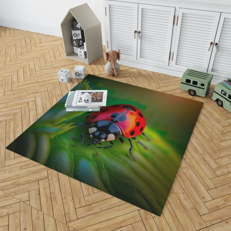 Glowing Red Ladybug AI Art Rug 1