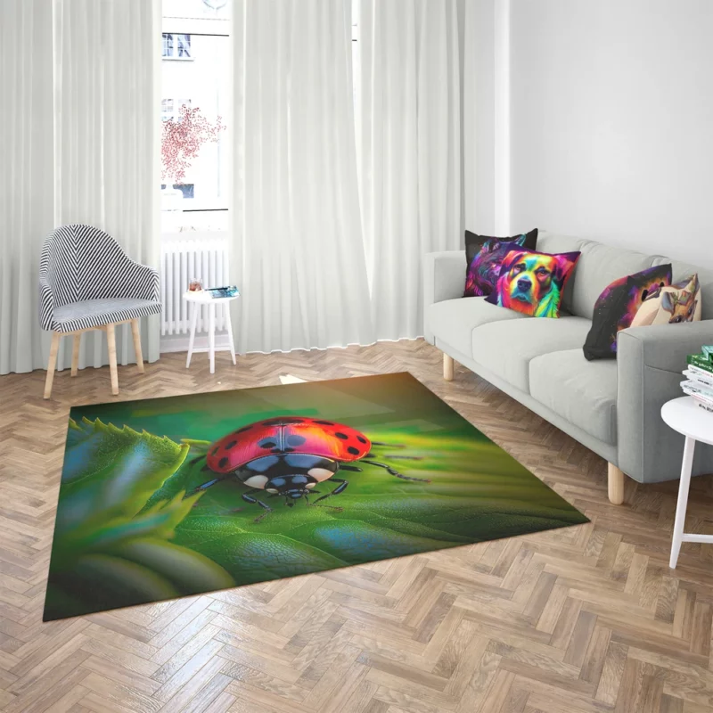 Glowing Red Ladybug AI Art Rug 2