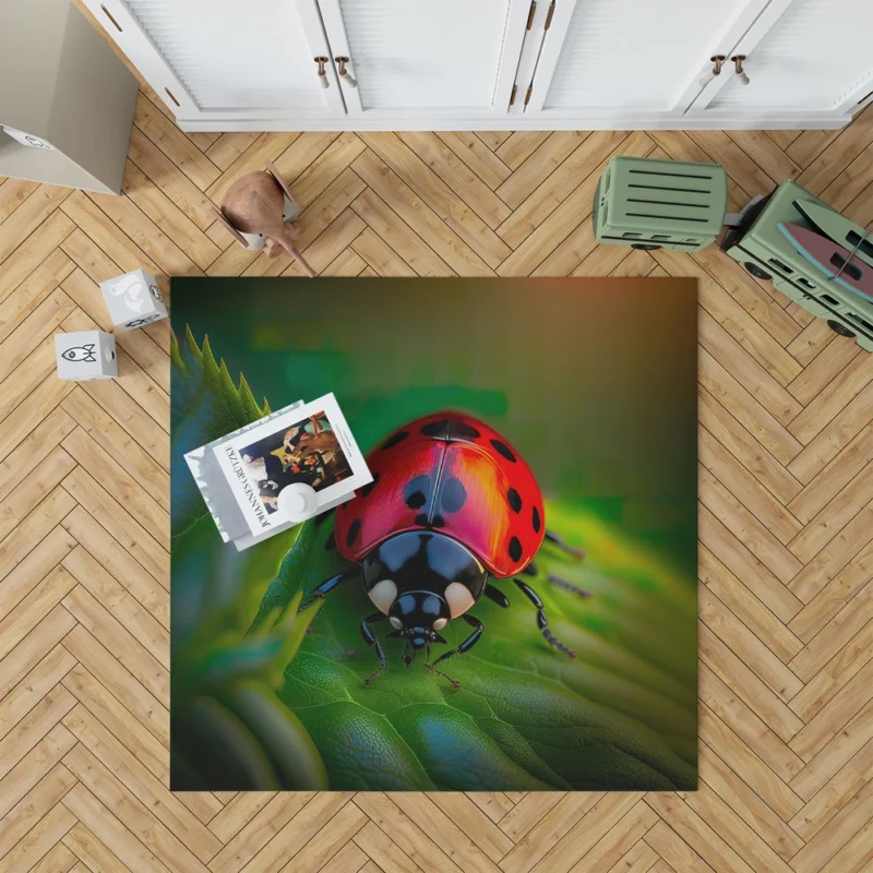 Glowing Red Ladybug AI Art Rug