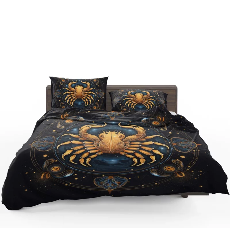 Golden Crab Cancer Symbol Bedding Set 1