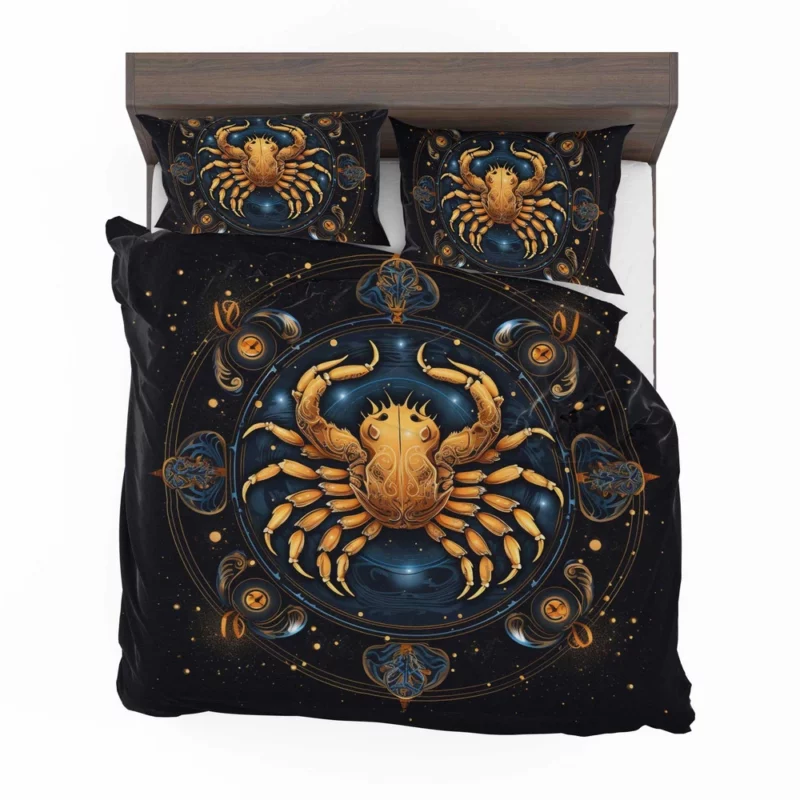 Golden Crab Cancer Symbol Bedding Set 2