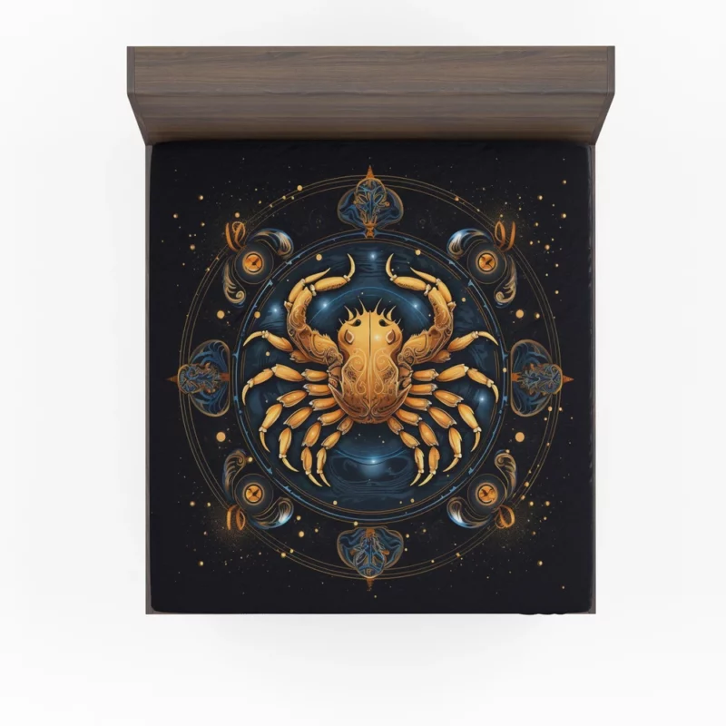 Golden Crab Cancer Symbol Fitted Sheet