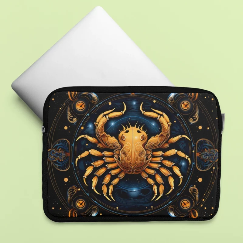 Golden Crab Cancer Symbol Laptop Sleeve