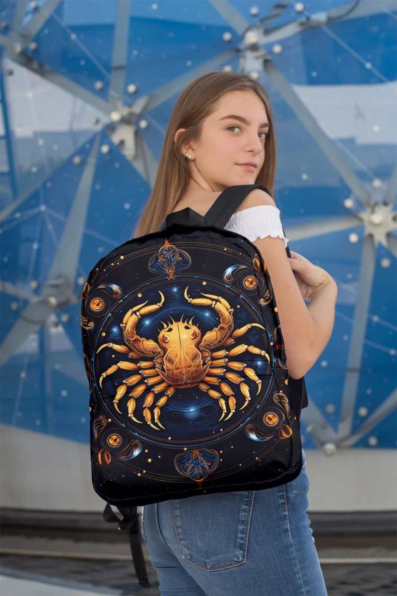 Golden Crab Cancer Symbol Minimalist Backpack 2