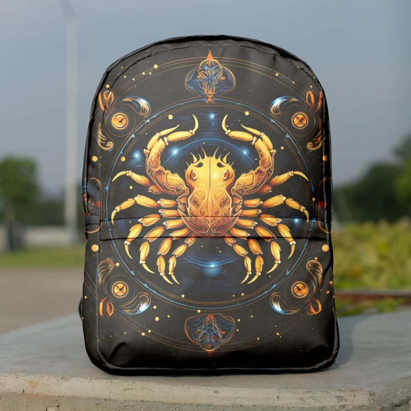 Golden Crab Cancer Symbol Minimalist Backpack