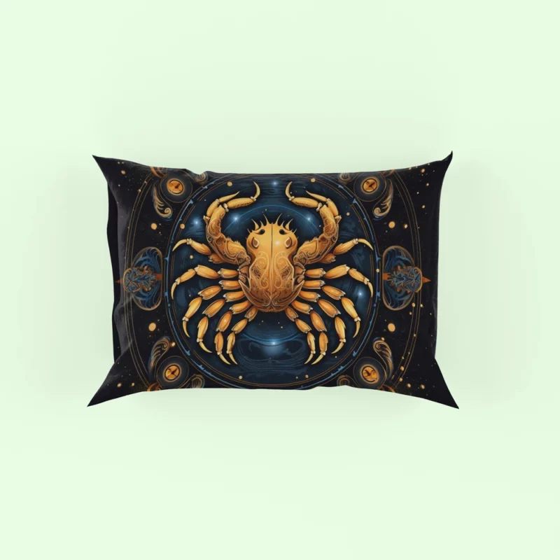 Golden Crab Cancer Symbol Pillow Case