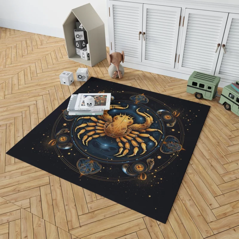 Golden Crab Cancer Symbol Rug 1