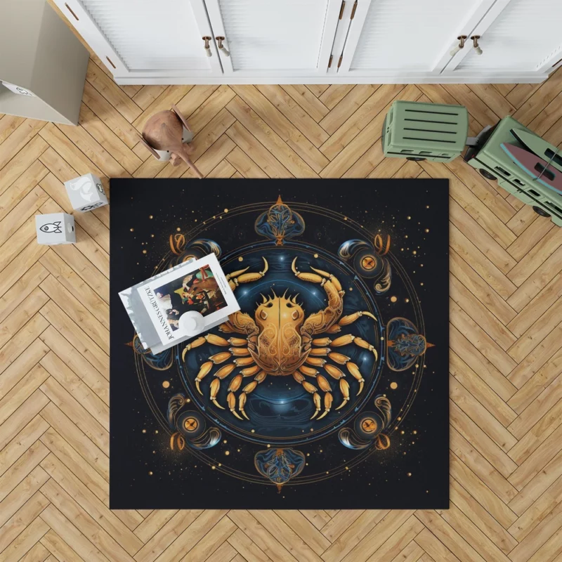 Golden Crab Cancer Symbol Rug