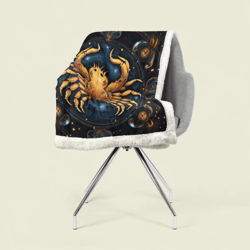 Golden Crab Cancer Symbol Sherpa Fleece Blanket 1