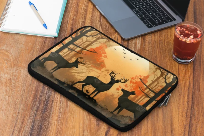 Golden Hour Deer in Sunset Forest Laptop Sleeve 2