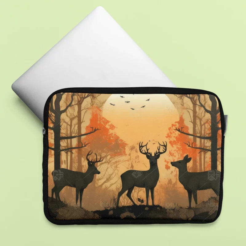 Golden Hour Deer in Sunset Forest Laptop Sleeve