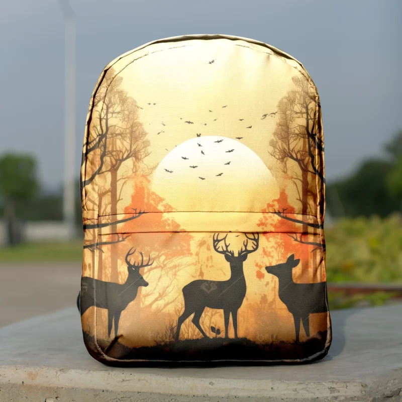 Golden Hour Deer in Sunset Forest Minimalist Backpack