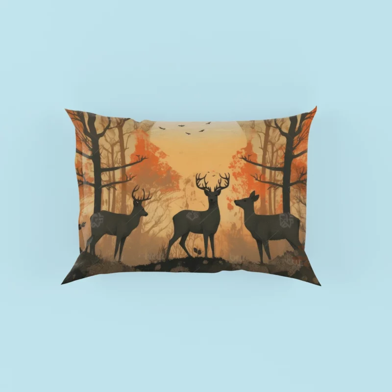 Golden Hour Deer in Sunset Forest Pillow Case