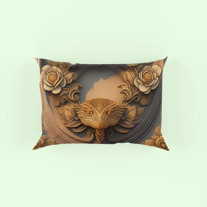 Golden Owl Serpent Design Pillow Case