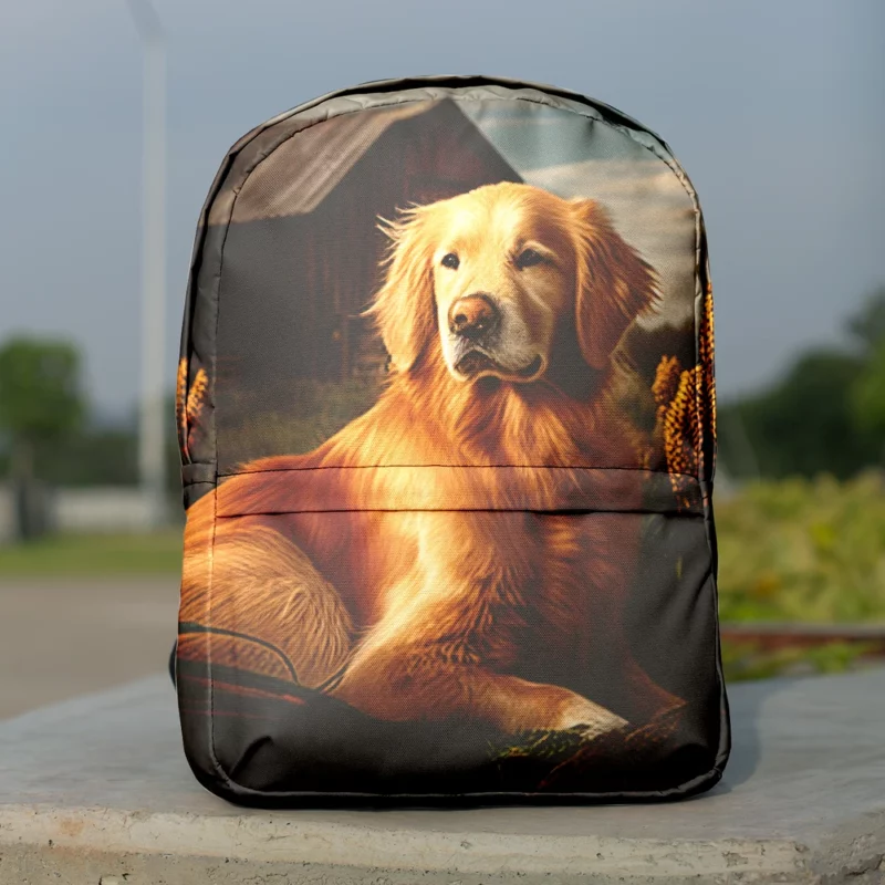 Golden Retriever Near Barn Minimalist Backpack