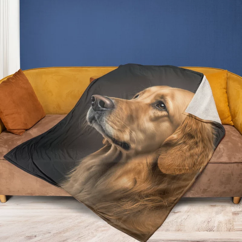 Golden Retriever Portrait Fleece Blanket 1