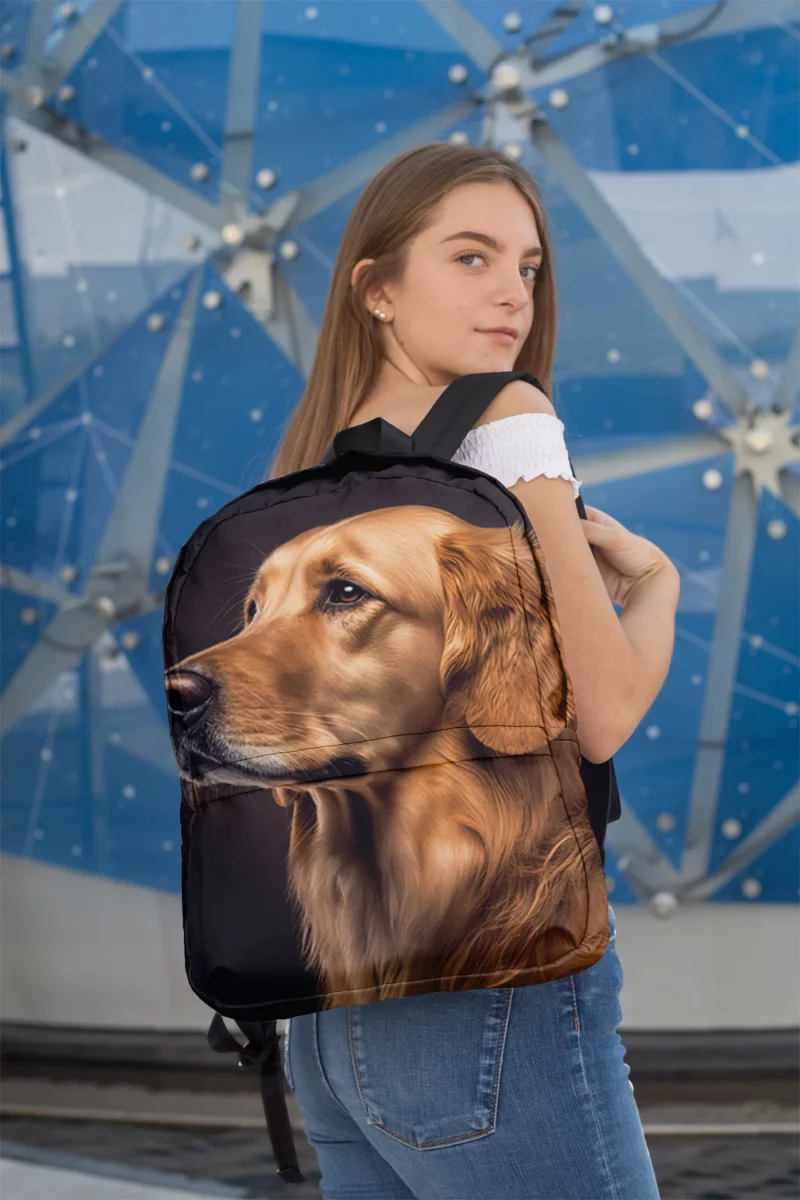 Golden Retriever Portrait Minimalist Backpack 2