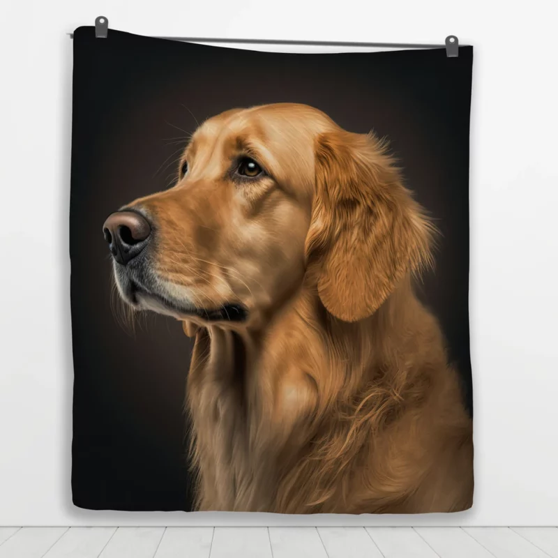 Golden Retriever Portrait Quilt Blanket 1