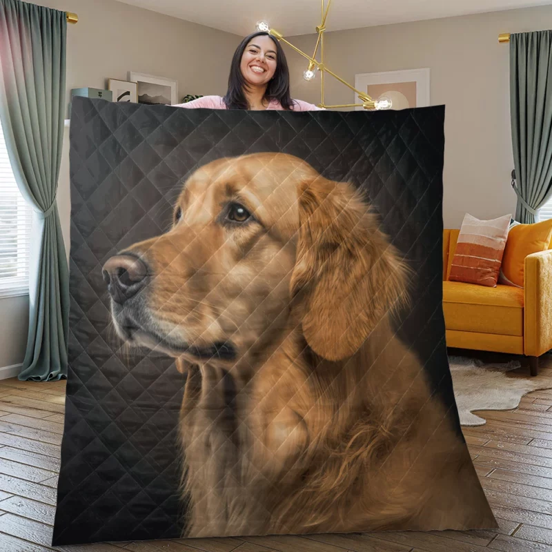 Golden Retriever Portrait Quilt Blanket