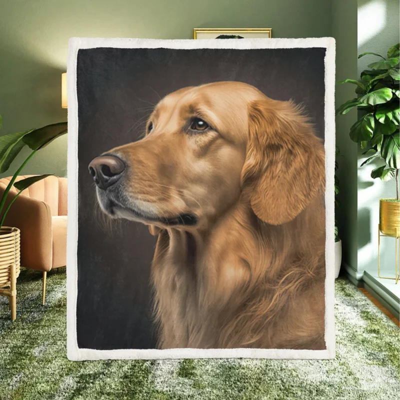 Golden Retriever Portrait Sherpa Fleece Blanket