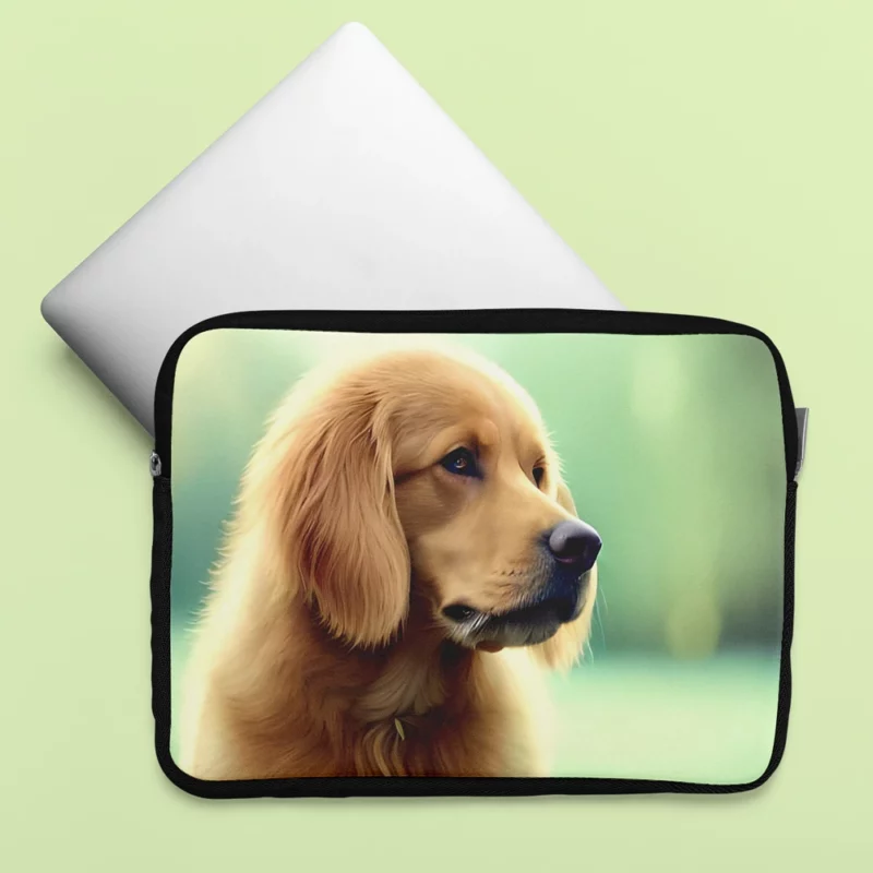 Golden Retriever Sitting in Grass Laptop Sleeve