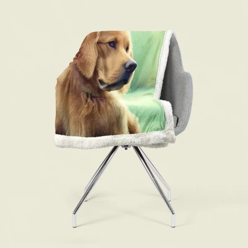 Golden Retriever Sitting in Grass Sherpa Fleece Blanket 1